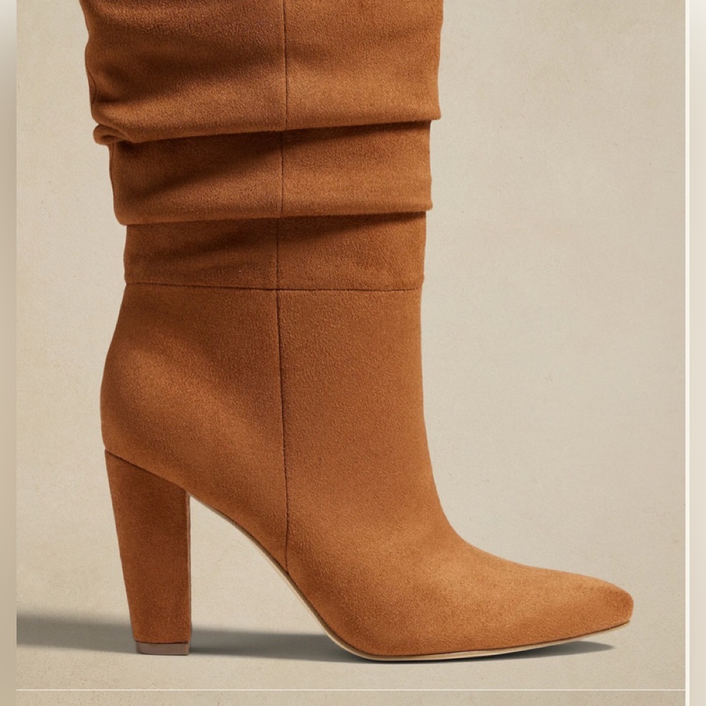 Banana Republic Factory women’s brown   vegan faux suede slouch heel boot size 8